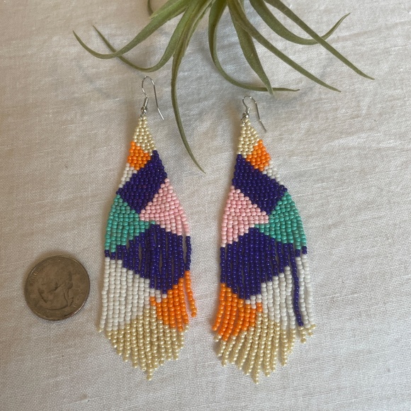 🌟 Buy 2 Pairs, Get One Free, NWT Handmade Boho-Style Beaded Tassel Earrings - Picture 4 of 6